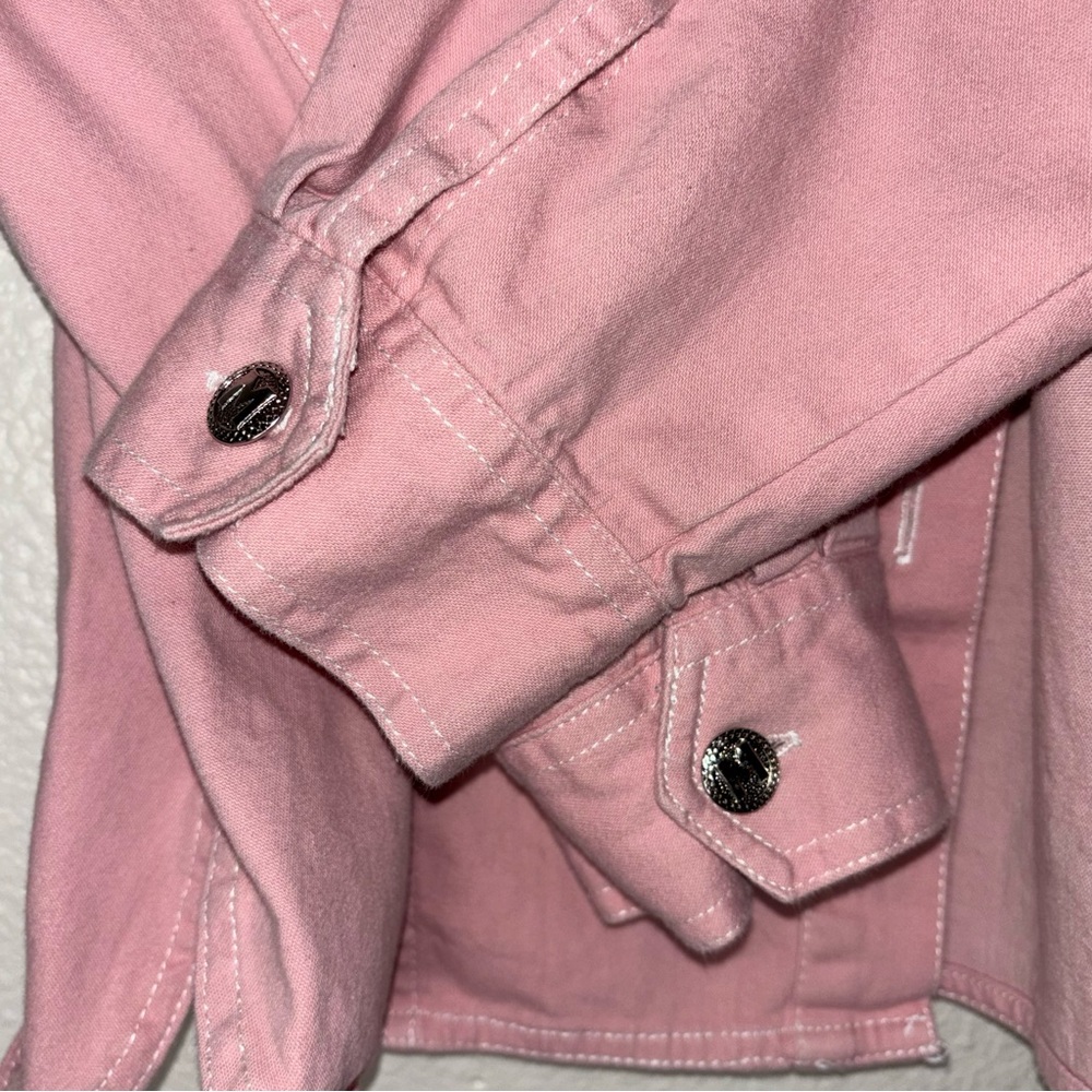 Bob Mackie Wearable Art Pink Denim jacket w/Tulips Vintage Women's size medium - Picture 7 of 16